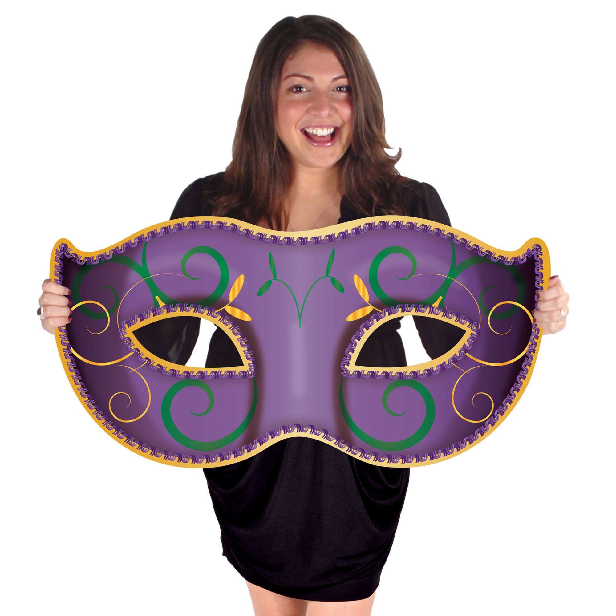 Beistle Assorted 37" Jumbo Mardi Gras Mask Cutouts, 2ct.